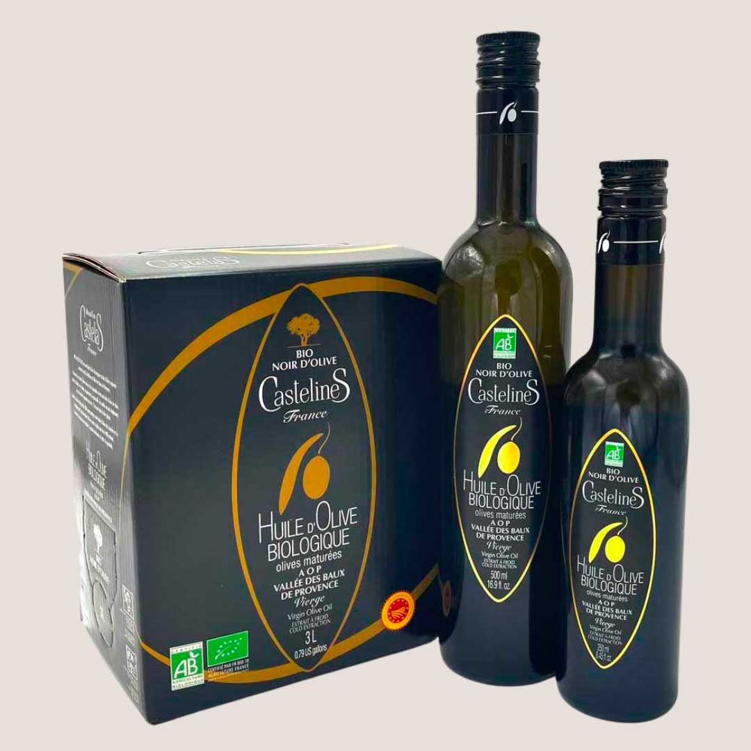 Huile d’Olive Noire Bio – CastelineS AOP Vallée des Baux de Provence – Moulin Castelas