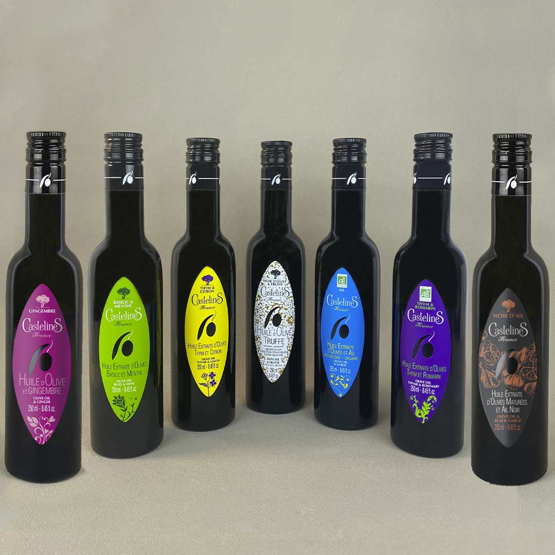 Huile d'Olive noir d'olive & Truffe noire bouteille 250ml-Moulin CastelaS  France